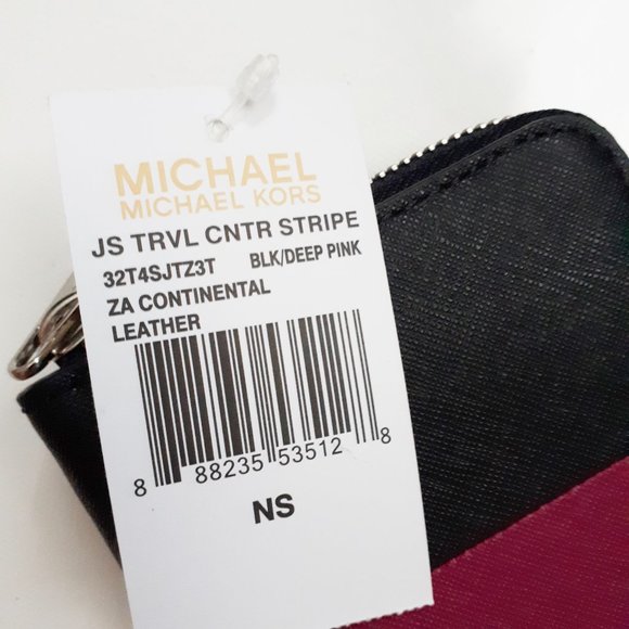 Michael Kors JS Black & Pink Continental Wallet NWT - Picture 8 of 8